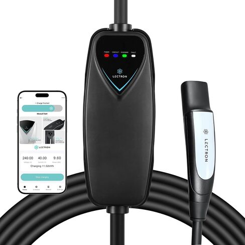 Lectron Level 1 Tesla Charger (WiFi) with App Control - 12 Amp, 120V, NEMA 5-15 Plug, 16ft Extension Cable NACS Connector, Portable Home Electric Car EV Charger for All Tesla/NACS Evs in Saudi Arabia