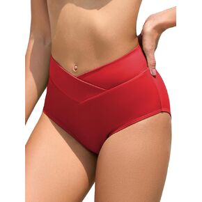 V Cut Bikini Bottoms for Women Full Coverage High Waisted Bathing Suit Swim Bottoms Cross V Front Swimsuit in Saudi Arabia