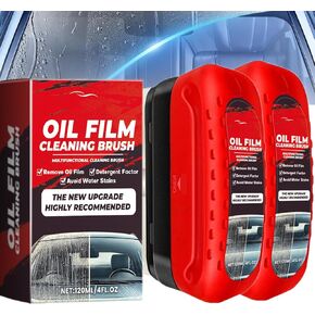 قطعتان من فرشاة تنظيف غشاء زيت السيارات، منظف الزجاج الأمامي لنوافذ وزجاج السيارة، مزيل غشاء زيت الزجاج للسيارة، منظف الزجاج ذو الرؤية الواضحة، طلاء مضاد للمطر والضباب، يحسن الوضوح in Kuwait