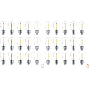 مصابيح إضاءة LED بديلة من Brightech Ambience PRO، مصابيح بلاستيكية مكشوفة مستوحاة من إديسون بقدرة 1 وات، مصابيح S14 موفرة للطاقة في الهواء الطلق - 15 حزمة in Kuwait