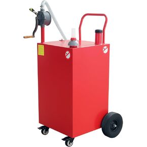 50 Gallon Fuel Caddy, Gas Storage Tank on 4 Wheels, Portable Gas Caddy with Manual Transfer Pump, Gasoline Diesel Fuel Container for Cars, Lawn Mowers, ATVs, Boats, Motorcycle (Red) in Kuwait