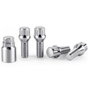 GAsupply 14X1.5 Lug Bolts 4 Locks + Key for Aftermarket Wheels, 28mm Shank Length, Acorn Conical/Cone Seat Black Lock Lug Bolt Studs Dual 17mm & 19mm Hex Key in Kuwait