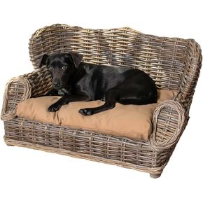 DBD1004A Classic 27.5" x 18" Mediterranean Handwoven Rattan Dog Daybed with Machine-Washable Cushion, Kubu Gray in Kuwait