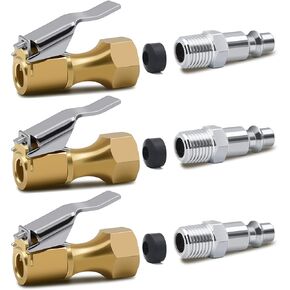 SAFELIFE Air Chuck Heavy Duty Closed Flow Tire Chuck with 1/4" FNPT for Tire Inflator Gauge Compressor Accessories (3) in Kuwait