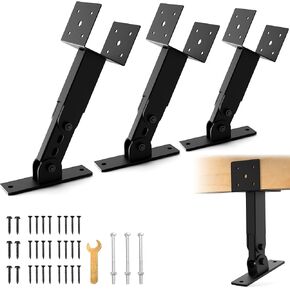 طقم 3 قطع من دعامات رفع السقف مع ارتفاع وزاوية قابلة للتعديل 12.2 بوصة - 16.2 بوصة، دعامة شعاع لسقف العريشة شديدة التحمل، دعامات تثبيت على السقف من الفولاذ المقاوم للصدأ 4 × 4 لتغطية الفناء، عمود خشبي، شرفة المراقبة in Kuwait