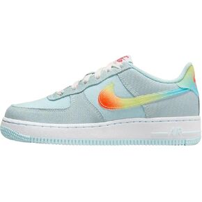 Nike Air Force 1 Big Kids' Shoes (HF4782-474, Glacier Blue/Light Lemon Twist/Aquarius Blue) Size 1 in Kuwait