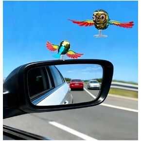 [2-Pack] Flying Bird Car Mirror Ornament - Wind Powered Flapping Wings Bird, Kinetic Car Exterior Decoration, Creative Bird Decor for Side Mirror, Funny Car Accessory Gift for Women Men & Bird Lovers in Saudi Arabia