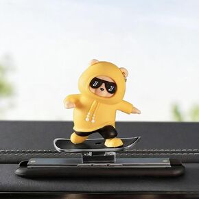 Skateboard Bear Car Dashboard Ornament for Toyota Highlander 2015-2025, Sliding Car Interior Decoration Cool Auto Accessories Gift,Yellow in Kuwait
