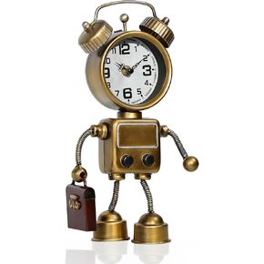AYRELY® Industrial Steampunk Robot Table Clock,Battery Operated Metal Desk&Shelf Clock,Retro Mechanical Decorative Clock for Home,Living Room,Fireplace Decor in Kuwait