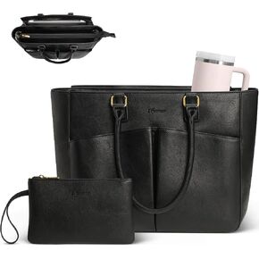 حقيبة كمبيوتر محمول للنساء، حقائب عمل جلدية، سعة كبيرة لحقيبة المعلم مع حامل أكواب كبير للنساء والممرضات in Kuwait