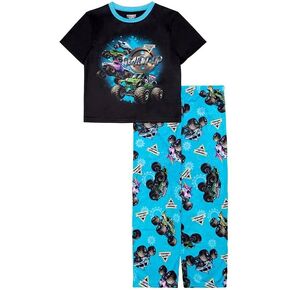 Centric Brands Monster Jam Boys 2-Piece Pajama Set, Viscose Spandex, Crew Neck Short Sleeve Shirt & Pants, Trucks, Sizes 6-12 in Kuwait