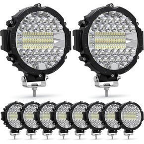 شريط إضاءة LED دائري 7 بوصة MUVKQC 201 وات أضواء القيادة على الطرق الوعرة 21000 لومن LED أضواء العمل مع حزام الأسلاك لجرار شاحنات الالتقاط SUV ATV UTV (4 قطع 201 وات أحمر + 2 مجموعة تسخير أسلاك من الرصاص) in Kuwait