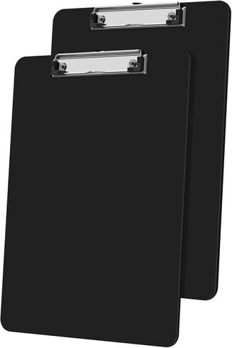Plastic Clipboards 2 Pack, A4 Black Clip Board 8.5x11 for Classroom, Students, Kid, Woman, Size 9" x 12.5" with Low Profile Clip, Office & School Supply in Kuwait