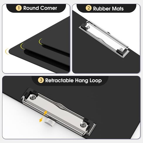 Plastic Clipboards 2 Pack, A4 Black Clip Board 8.5x11 for Classroom, Students, Kid, Woman, Size 9" x 12.5" with Low Profile Clip, Office & School Supply in Kuwait