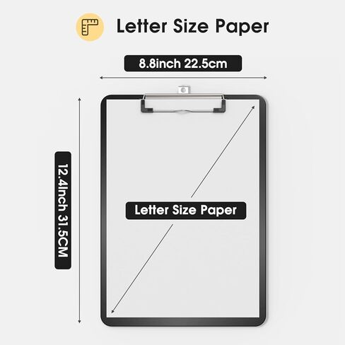 Plastic Clipboards 2 Pack, A4 Black Clip Board 8.5x11 for Classroom, Students, Kid, Woman, Size 9" x 12.5" with Low Profile Clip, Office & School Supply in Kuwait