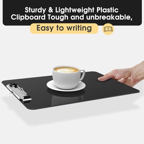 Plastic Clipboards 2 Pack, A4 Black Clip Board 8.5x11 for Classroom, Students, Kid, Woman, Size 9" x 12.5" with Low Profile Clip, Office & School Supply in Kuwait