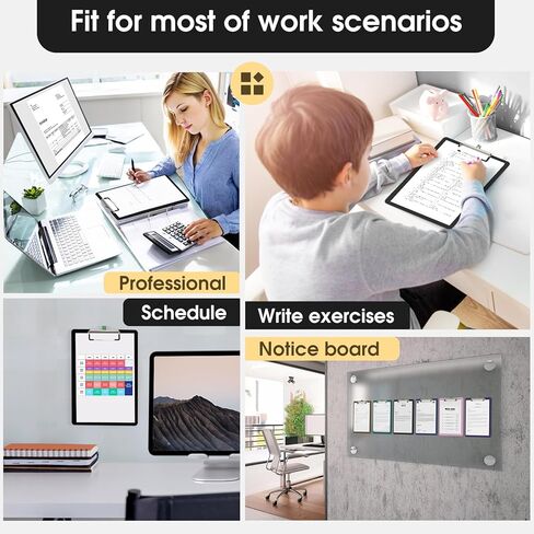 Plastic Clipboards 2 Pack, A4 Black Clip Board 8.5x11 for Classroom, Students, Kid, Woman, Size 9" x 12.5" with Low Profile Clip, Office & School Supply in Kuwait