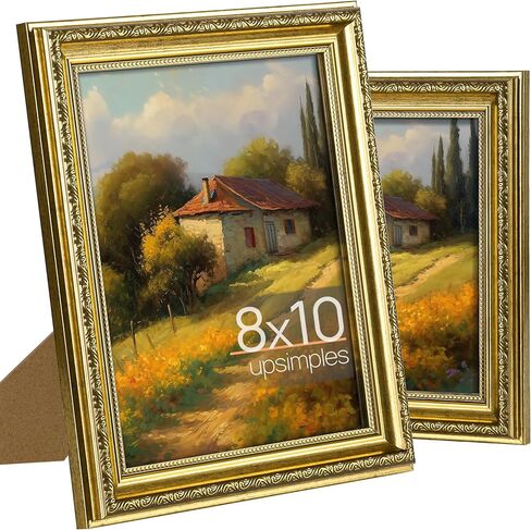 upsimples 5x7 Picture Frame with Real Glass, Ornate Vintage 5 x 7 Photo Frames for Wall Decor or Tabletop Display, Gold, 2 Pack in Saudi Arabia