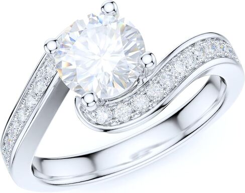 Sterling Silver Fancy Wave Infinity 1CT Simulated Round Brilliant Cut Diamond or Moissanite Promise Engagement Ring in Saudi Arabia