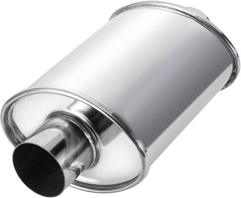 Exhaust Resonator 2.5" Inlet/Outlet Stainless Steel Universal Oval Performance Muffler Resonators, 13.8" Overall Length, 1Pack in Kuwait