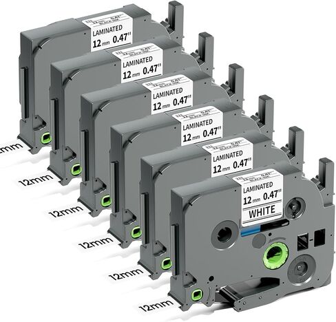 Label Maker Tape Replacement for Brother PT-D200 1280 2040 1750 1090 1180 1880 1890 Label Maker Refills TZe TZ Tape 12mm 0.47 Inch Laminated Compatible with Brother P Touch Colored Labels, 5 Pack in Kuwait