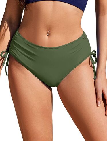 Ekouaer Bikini Bottoms for Women Mid Waist Swim Bottom Full Coverage Swim Bathing Suit Bottom Djustable Side Tie Swim Shorts in Saudi Arabia