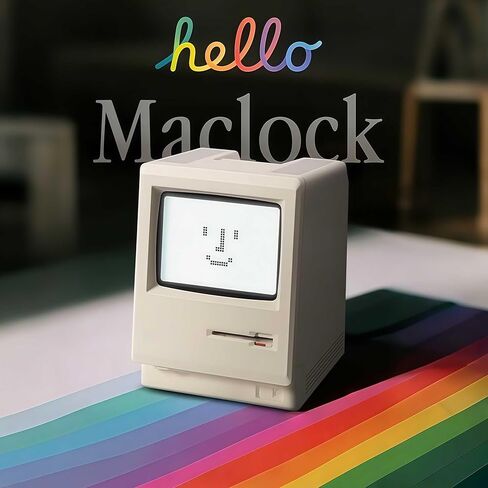 منبه OIJ Maclock Retro Pixel، 1984 ساعة مكتب USB مستوحاة من الكمبيوتر مع شاشة عرض بكسل، منبهات متعددة، سطوع قابل للتعديل، تقويم، درجة الحرارة in Saudi Arabia