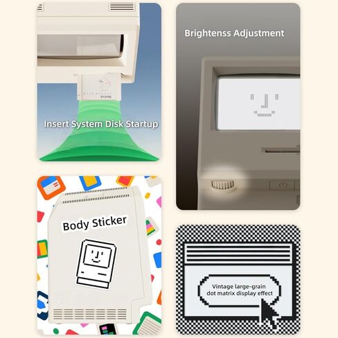 منبه OIJ Maclock Retro Pixel، 1984 ساعة مكتب USB مستوحاة من الكمبيوتر مع شاشة عرض بكسل، منبهات متعددة، سطوع قابل للتعديل، تقويم، درجة الحرارة in Saudi Arabia