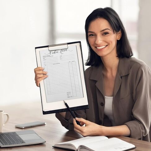 4 Packs 2 Part Order Forms for Small Business Blank Carbonless Pocket Order Form Pad Copy Boutique Supplies Work Orders Forms Handheld Invoice Pad, 8.3 x 5.7 Inches, 50 Sets Each Pack(Elegant Style) in Saudi Arabia