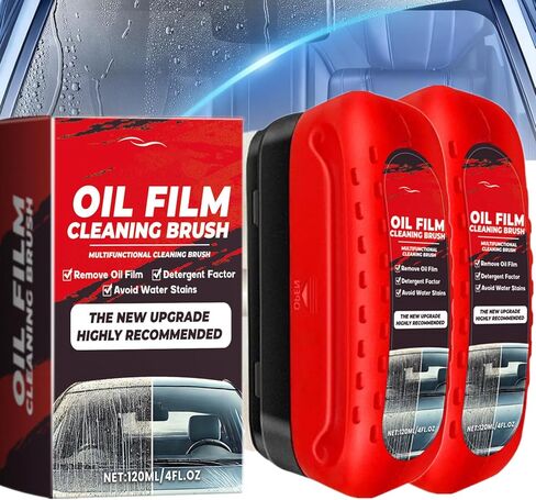 قطعتان من فرشاة تنظيف غشاء زيت السيارات، منظف الزجاج الأمامي لنوافذ وزجاج السيارة، مزيل غشاء زيت الزجاج للسيارة، منظف الزجاج ذو الرؤية الواضحة، طلاء مضاد للمطر والضباب، يحسن الوضوح in Kuwait