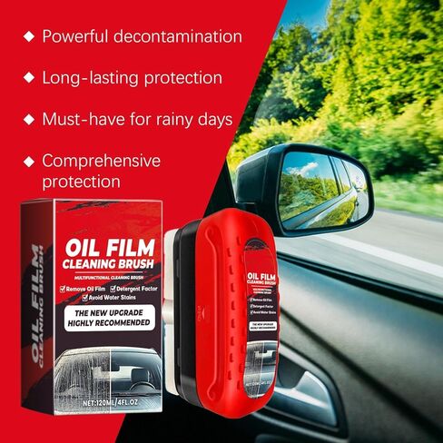 قطعتان من فرشاة تنظيف غشاء زيت السيارات، منظف الزجاج الأمامي لنوافذ وزجاج السيارة، مزيل غشاء زيت الزجاج للسيارة، منظف الزجاج ذو الرؤية الواضحة، طلاء مضاد للمطر والضباب، يحسن الوضوح in Kuwait