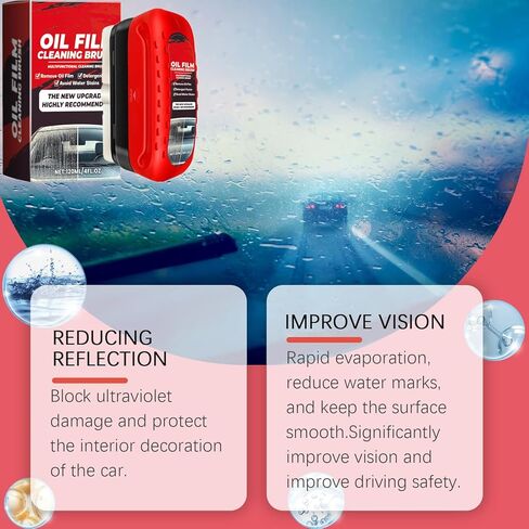 قطعتان من فرشاة تنظيف غشاء زيت السيارات، منظف الزجاج الأمامي لنوافذ وزجاج السيارة، مزيل غشاء زيت الزجاج للسيارة، منظف الزجاج ذو الرؤية الواضحة، طلاء مضاد للمطر والضباب، يحسن الوضوح in Kuwait