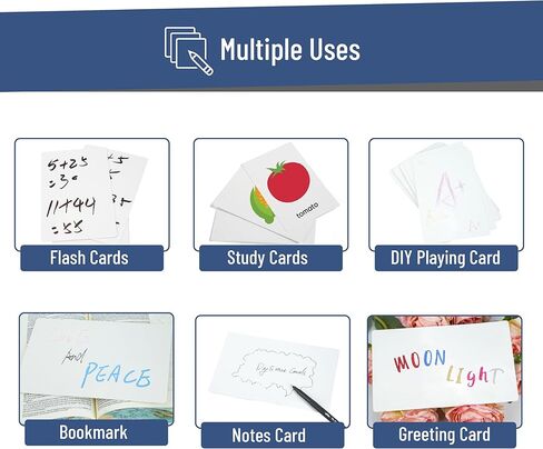 Mr. Pen- بطاقات فهرسة للمسح الجاف، 5 × 8 بوصة، 20 قطعة، بيضاء، كبيرة، مغلفة، بطاقات السبورة البيضاء للمدرسة، العمل، الأعمال المنزلية، البطاقات التعليمية القابلة للمسح in Kuwait