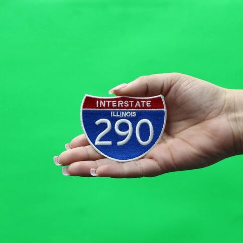 Illinois Interstate 290 Sign Patch Travel Highway Memory Embroidered Iron On in Saudi Arabia