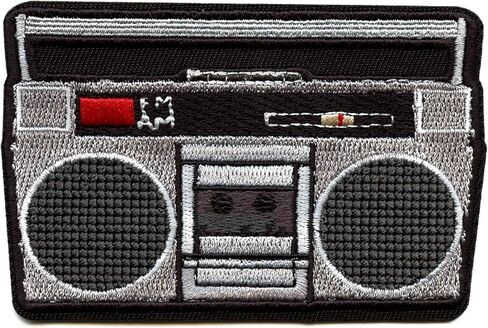 Retro Boombox Stereo Player Patch Embroidered Iron On in Saudi Arabia