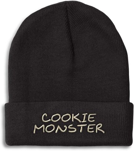 Custom Beanies for Men Cookie Monster Embroidery Design Skull Cap Winter Hats for Women Acrylic One Size in Saudi Arabia