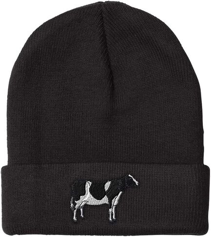 Custom Beanie for Men & Women Holstein Cow Embroidery Acrylic Skull Cap Hat Black Design Only in Saudi Arabia
