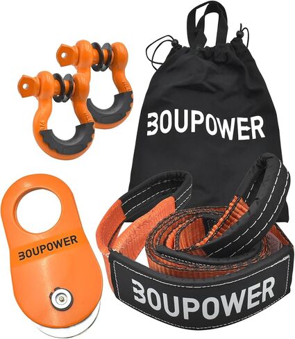 Heavy Duty Offroad Recovery Gear Kit 4x4, Winch Accessories with Tree Saver Strap, d-Ring Shackles & Snatch Block Pulley for ATV/UTV/SUV/Truck in Saudi Arabia