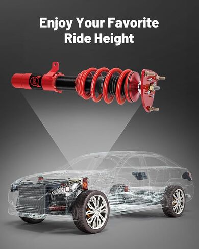 كويلوفيرس الطاقة الشريرة متوافقة مع مازدا 3 BK 2004-2009، BL 2009-2013، هاتشباك وسيدان، أحمر، طقم تعليق كويلوفر مزدوج الأنبوب قابل للتعديل in Kuwait