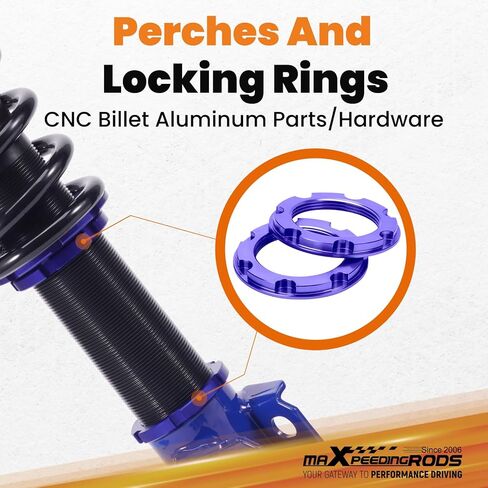 maxpeedingrods Coilovers for Honda Civic 2006-2011، لـ Acura CSX 2006-2011، طقم تعليق Coilovers قابل للتعديل للارتفاع، طقم خفض دعامات امتصاص الصدمات المسبقة باللون الأزرق in Kuwait