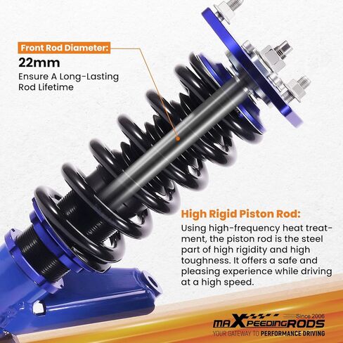 maxpeedingrods Coilovers لسيارة Honda Civic DX/EX/GX/HX/LX/Si 2001-2005، طقم تعليق كويلوفيرز قابل للتعديل للارتفاع، دعامات ممتصة للصدمات معدة مسبقًا، طقم خفض أزرق in Kuwait