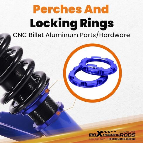 maxpeedingrods Coilovers لسيارة Honda Civic DX/EX/GX/HX/LX/Si 2001-2005، طقم تعليق كويلوفيرز قابل للتعديل للارتفاع، دعامات ممتصة للصدمات معدة مسبقًا، طقم خفض أزرق in Kuwait