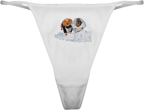 ملابس داخلية كلاسيكية رفيعة للكلاب من CafePress Wedding Dachshunds، سراويل داخلية نسائية in Kuwait