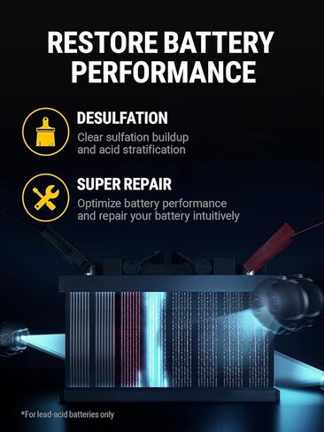 شاحن بطارية السيارة HULKMAN Sigma 1 - شاحن ذكي أوتوماتيكي 1A 6V/12V، وحافظ البطارية، ومزيل الكبريت مع واجهة ذكية in Kuwait