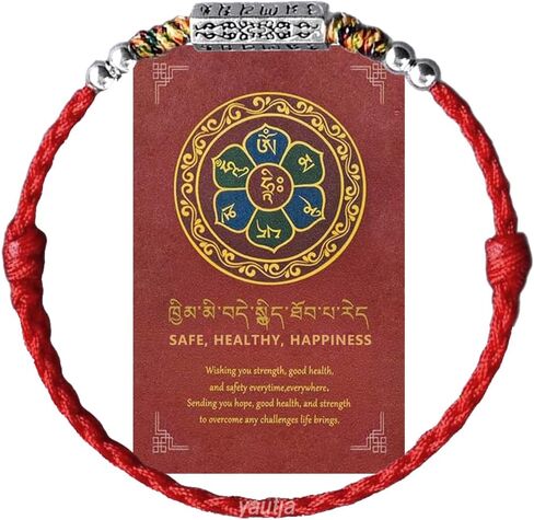 yautja Tibetan Buddhist Red String Bracelet with Tibetan Silver Om Mani Padme Hum Adjustable Handmade Spiritual Amulet Lucky Protection Adjustable Red Buddha Bracelet Yoga Prayer Jewelry Gift for Women in Saudi Arabia