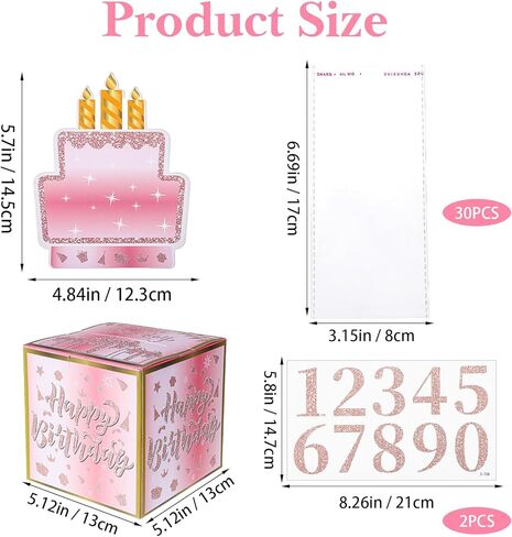 صندوق نقود عيد الميلاد، صندوق نقود مفاجأة عيد الميلاد لصناديق سحب الأموال مع ملصقات DIY وبطاقة الحفلات، ذهبي وردي وردي لأي عمر للنساء والفتيات، عرض هدايا نقدية ممتعة لأعياد الميلاد in Kuwait