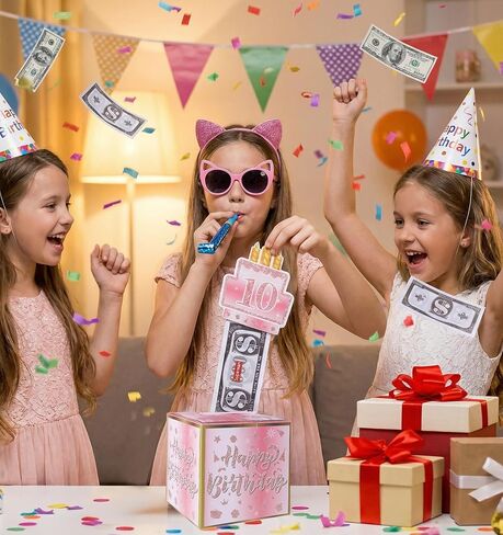 صندوق نقود عيد الميلاد، صندوق نقود مفاجأة عيد الميلاد لصناديق سحب الأموال مع ملصقات DIY وبطاقة الحفلات، ذهبي وردي وردي لأي عمر للنساء والفتيات، عرض هدايا نقدية ممتعة لأعياد الميلاد in Kuwait