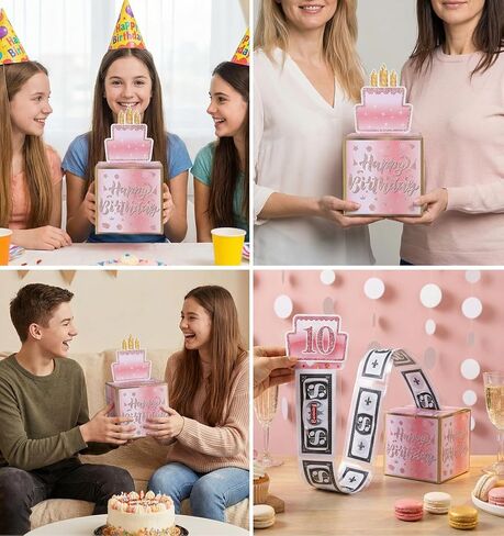 صندوق نقود عيد الميلاد، صندوق نقود مفاجأة عيد الميلاد لصناديق سحب الأموال مع ملصقات DIY وبطاقة الحفلات، ذهبي وردي وردي لأي عمر للنساء والفتيات، عرض هدايا نقدية ممتعة لأعياد الميلاد in Kuwait