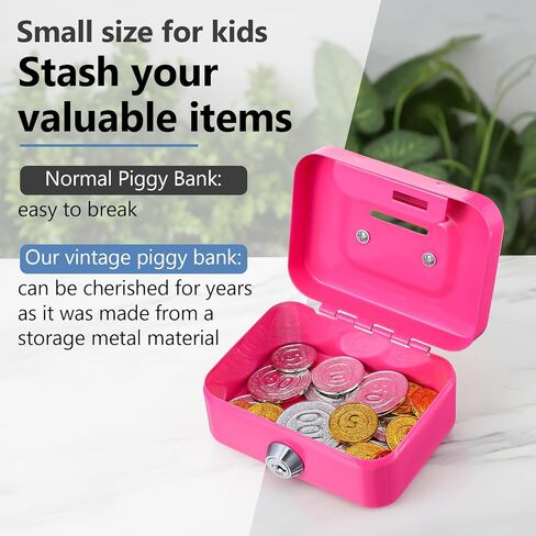 4 Pcs Small Metal Cash Box with Lock and Slot, Money Box, Piggy Bank, Coin Bank for Gifts, 4.5 x 3.3 x 2.4 Inch, Multi-Color (Black, Green, Gray, Pink) in Saudi Arabia
