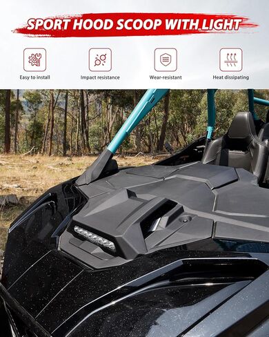 مغرفة غطاء محرك السيارة مع ضوء كشاف LED لعام 2025 لملحقات Polaris RZR PRO XP/PRO R/S، طقم مدخل هواء مغرفة غطاء محرك السيارة الرياضي مع ضوء مساعد مع مفتاح متأرجح، مادة PP، التوصيل والتشغيل in Kuwait